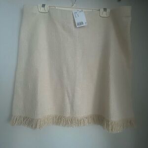 H&M Cream Fringe Mini Skirt